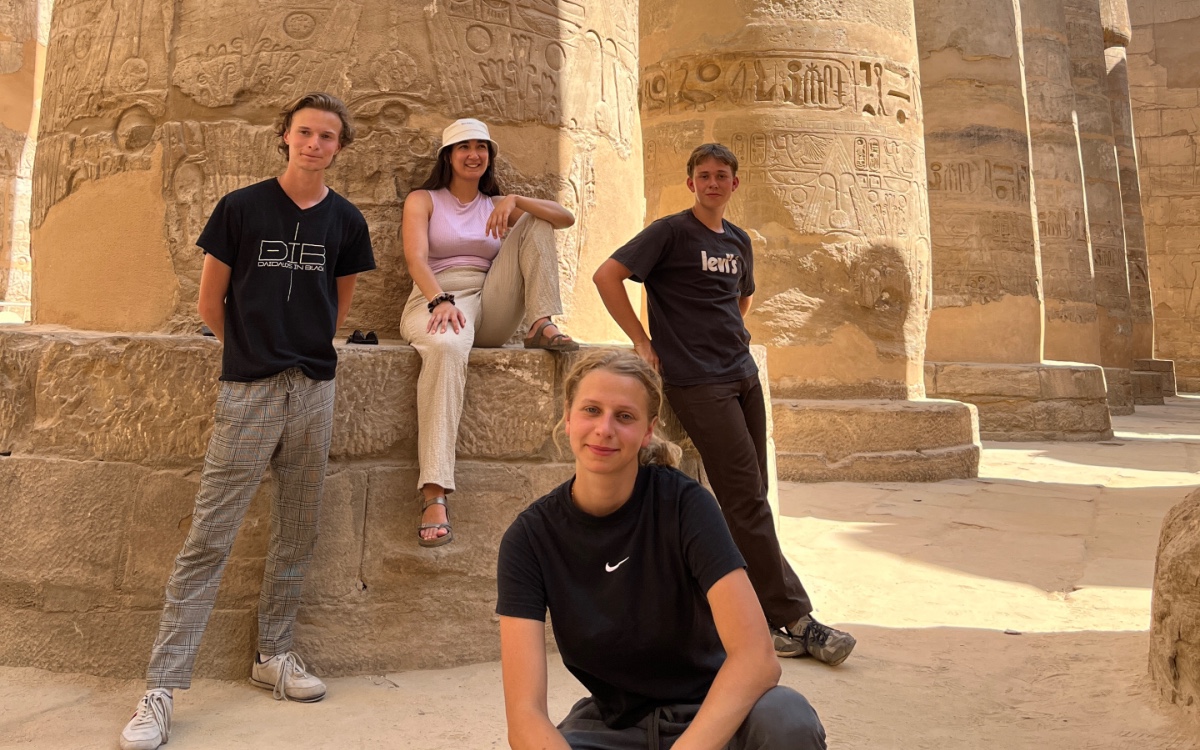 Unsere Ägypten-Reisegruppe (v.l.n.r. Edgar, Teja, Paula, Ich) (Foto: EMS/Feick)