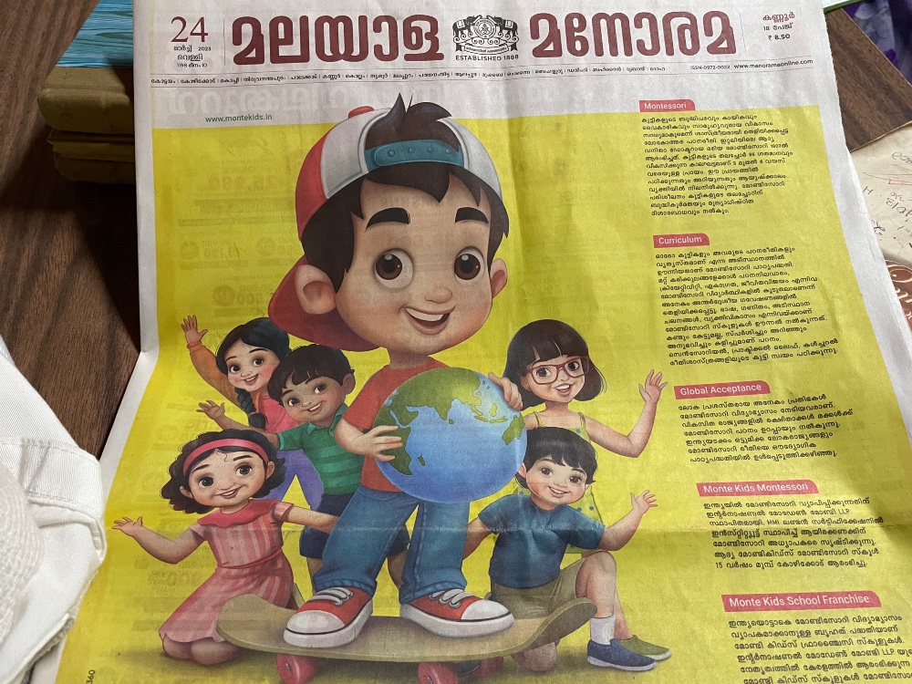 Even in animated form, light skintones seem to be preferred. (Newspaper in Malayalam, Kannur)(Foto: EMS/Roeckle)