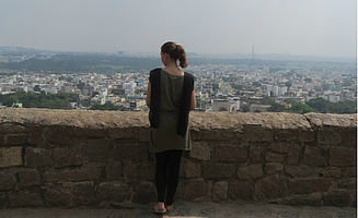 Beim "Golconda Fort" hatten wir eine wunderschöne Sicht über Hyderabad (Foto: EMS/Heidtmann)