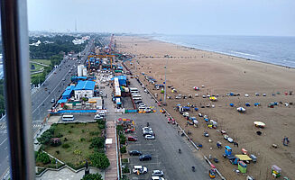 Ausblick vom Lighthouse in Chennai auf den Marina Beach (Foto: EMS/Keller)