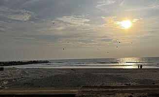 Der Payyambalam Strand, 5 Minuten Fußweg von meiner Einsatzstelle entfernt (Foto: EMS/Oellig)